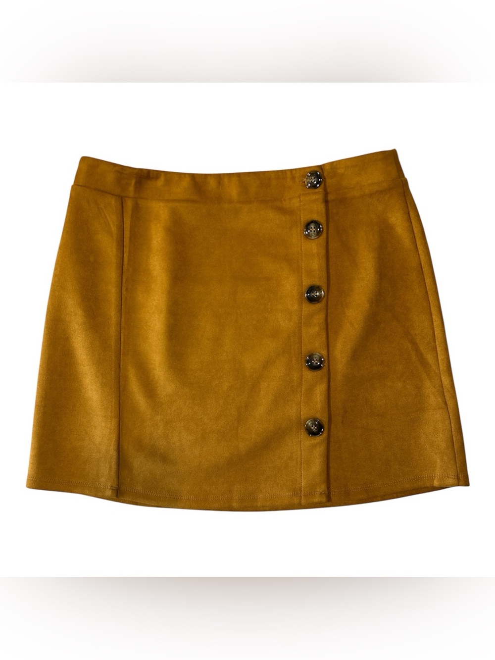 Umgee USA suede Button-Front Mustard Mini Skirt Sz L